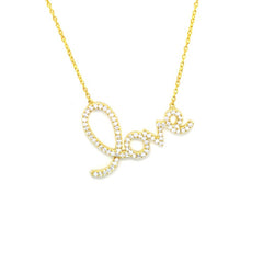 Pave Love Script Necklace