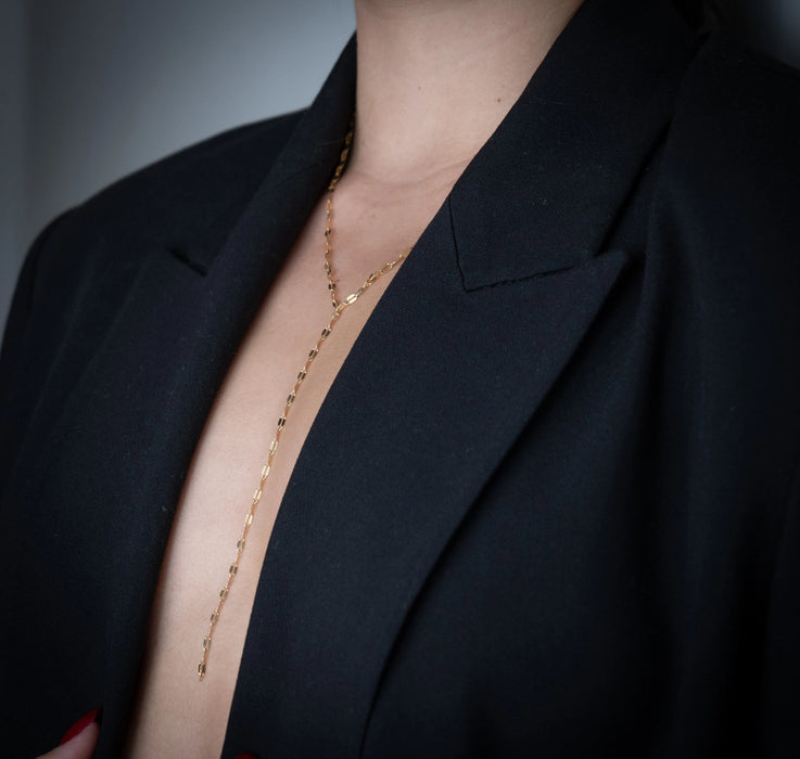 Mirror Chain Lariat Necklace