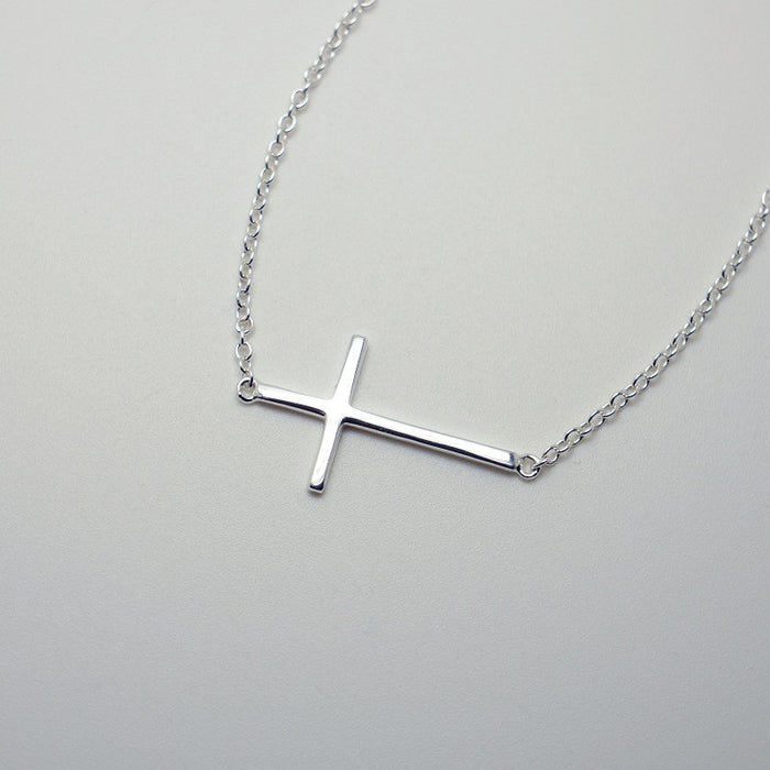 Plain Silver Sideways Cross